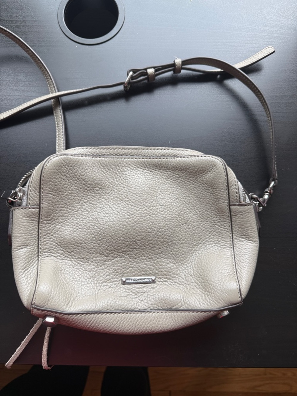 Rebecca Minkoff Pebbled Light Gray Leather Crossbody
